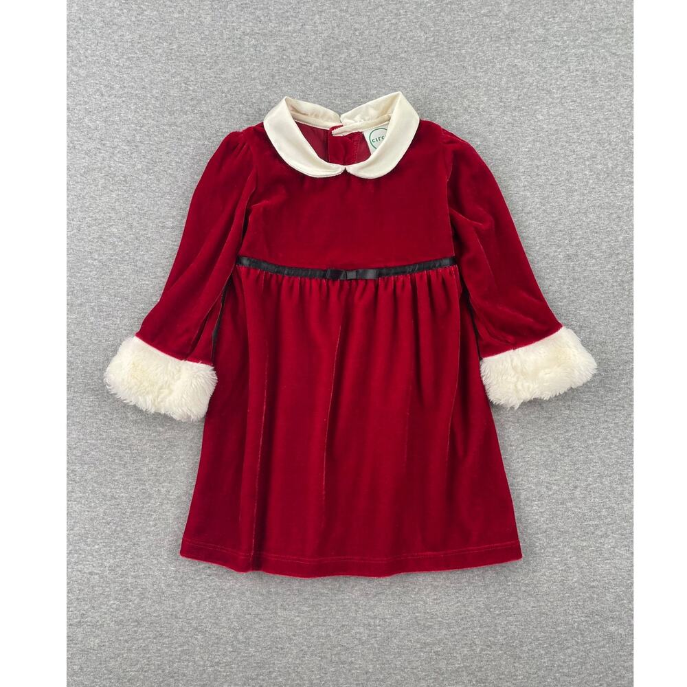 Circo Baby Toddler Girl Christmas Dress 18 M Red Velvet Faux Fur Cuffs Holiday